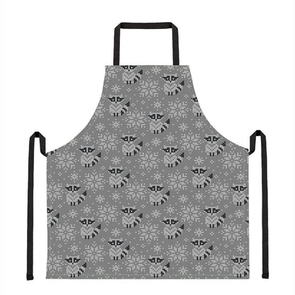 Knitted Raccoon Pattern Print Apron