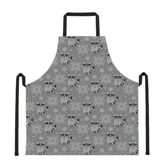 Knitted Raccoon Pattern Print Apron