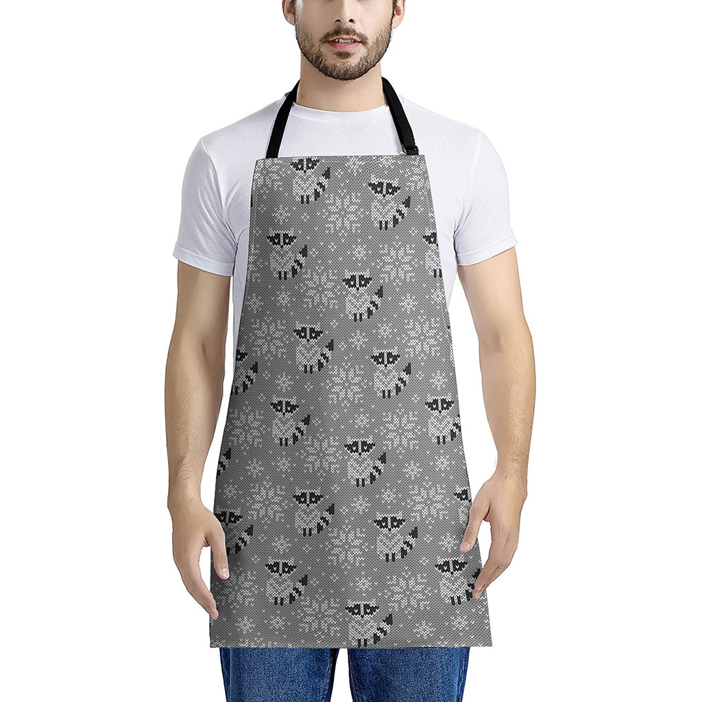 Knitted Raccoon Pattern Print Apron