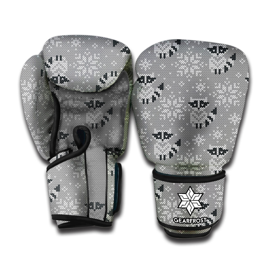 Knitted Raccoon Pattern Print Boxing Gloves