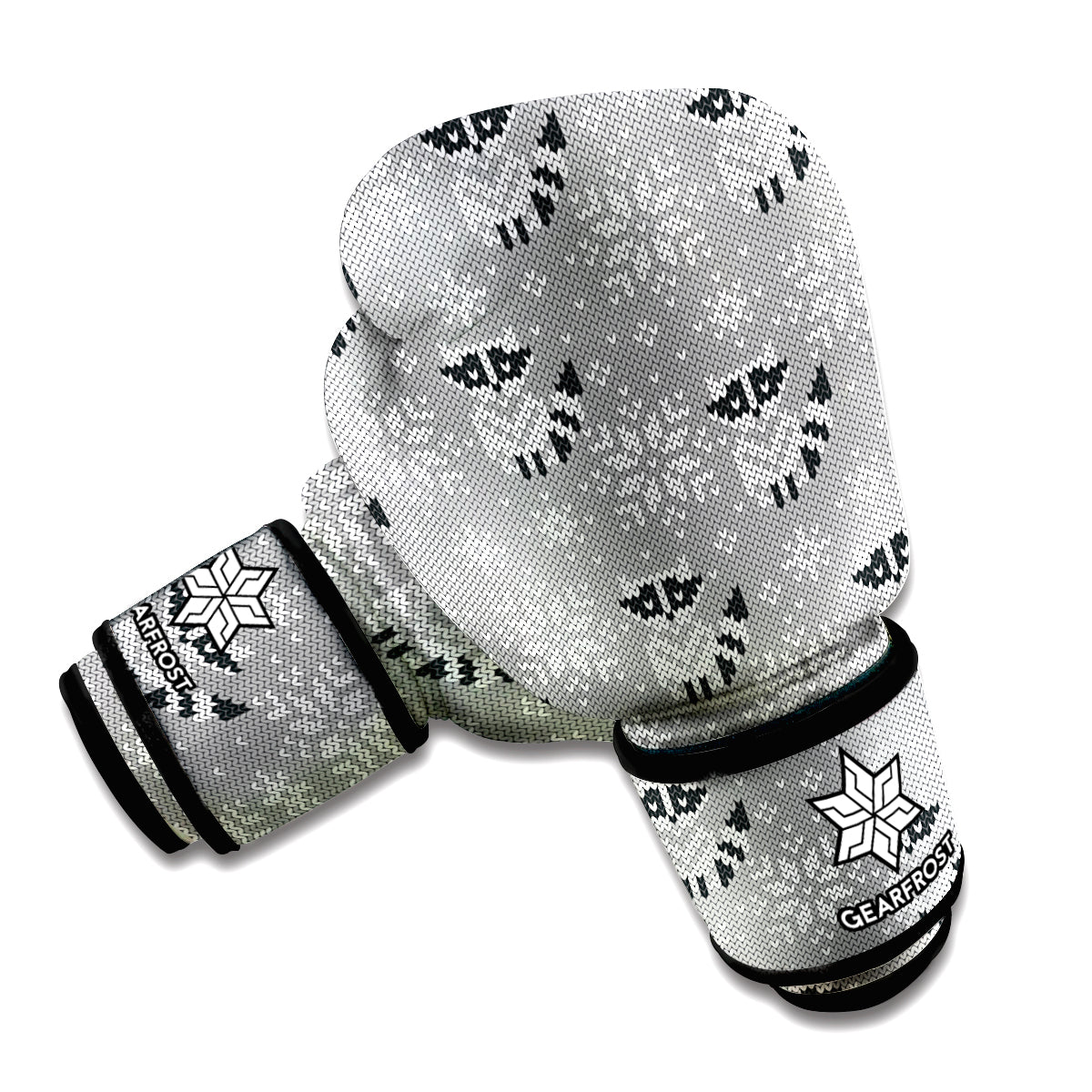 Knitted Raccoon Pattern Print Boxing Gloves