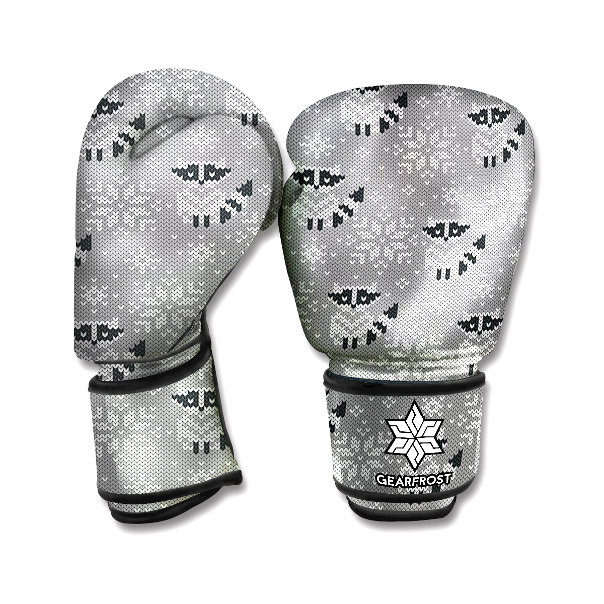 Knitted Raccoon Pattern Print Boxing Gloves