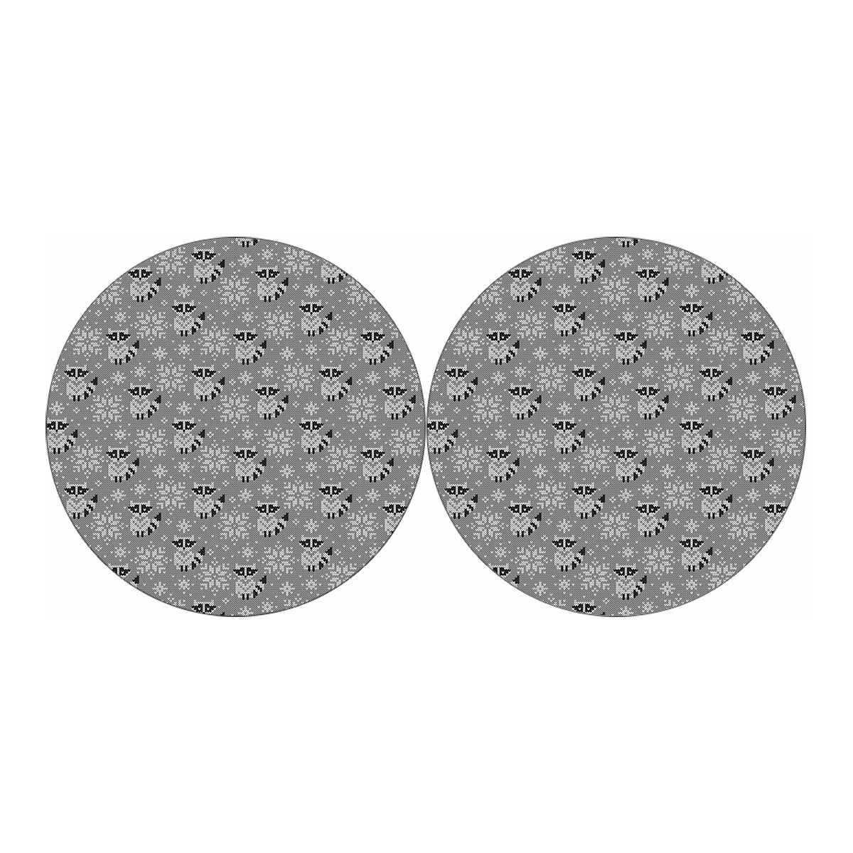 Knitted Raccoon Pattern Print Car Coasters