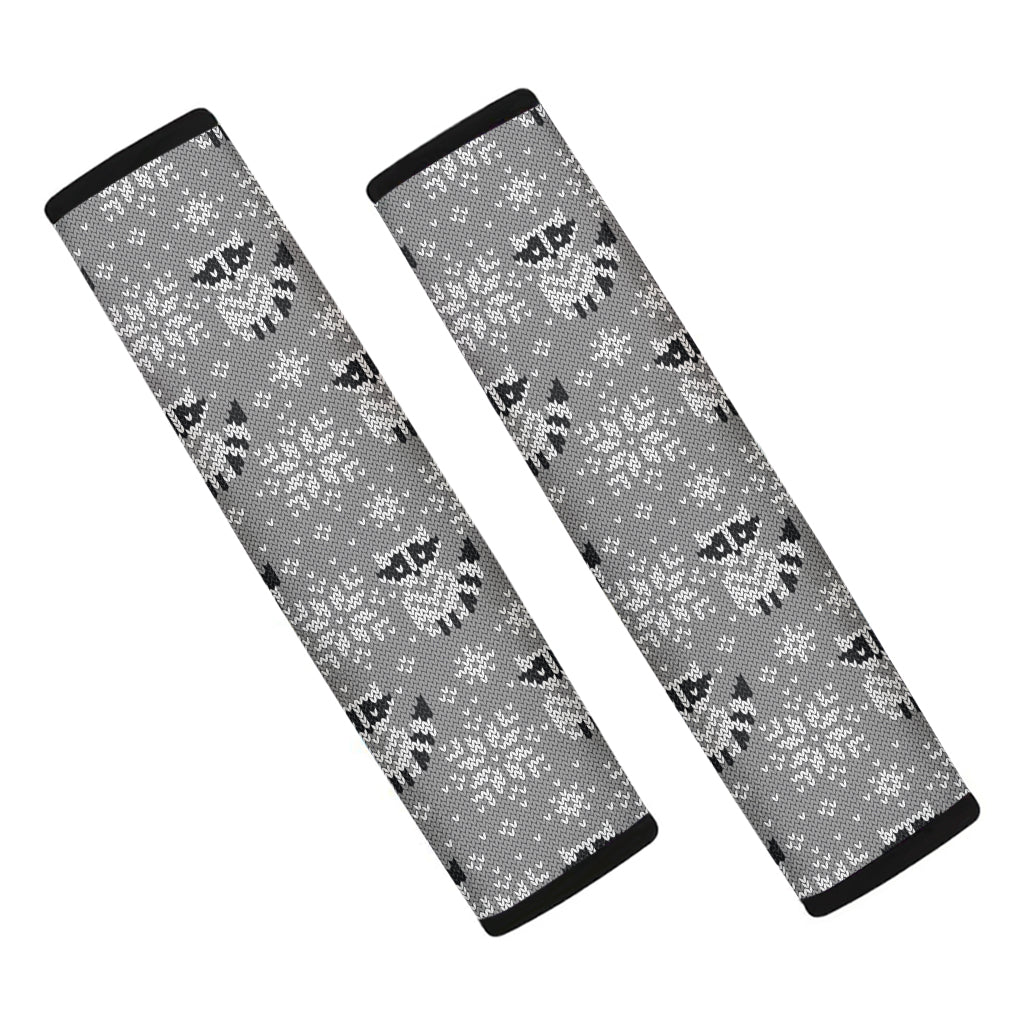 Knitted Raccoon Pattern Print Car Seat Belt Covers