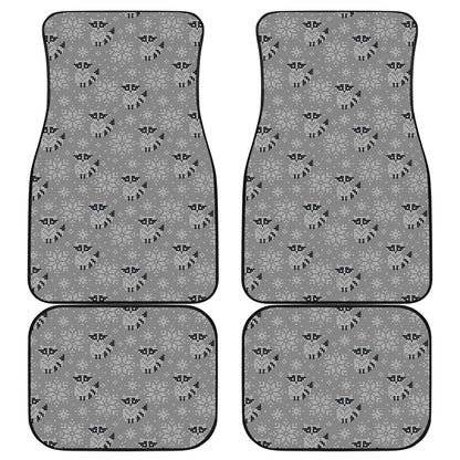 Knitted Raccoon Pattern Print Front and Back Car Floor Mats