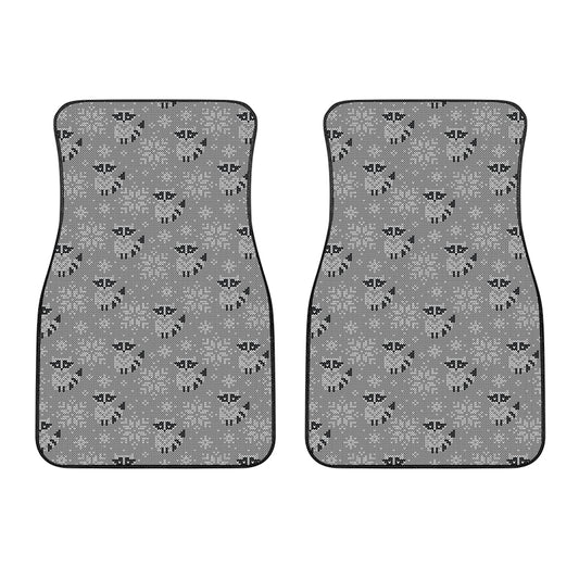 Knitted Raccoon Pattern Print Front Car Floor Mats