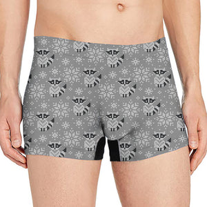Knitted Raccoon Pattern Print Men's Boxer Briefs