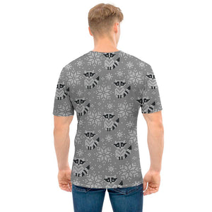 Knitted Raccoon Pattern Print Men's T-Shirt