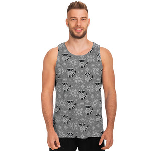 Knitted Raccoon Pattern Print Men's Tank Top