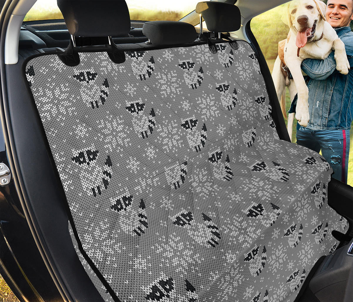 Knitted Raccoon Pattern Print Pet Car Back Seat Cover