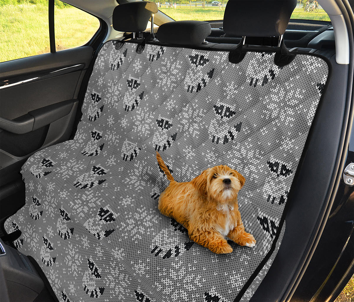 Knitted Raccoon Pattern Print Pet Car Back Seat Cover