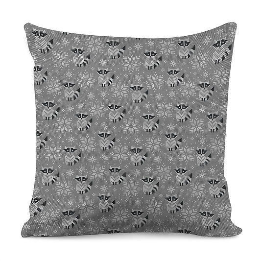 Knitted Raccoon Pattern Print Pillow Cover