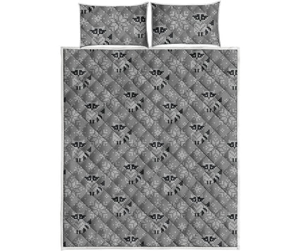 Knitted Raccoon Pattern Print Quilt Bed Set
