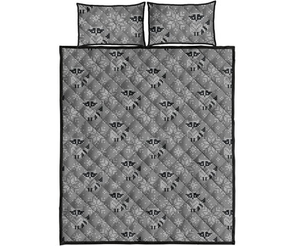 Knitted Raccoon Pattern Print Quilt Bed Set