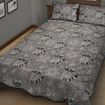 Knitted Raccoon Pattern Print Quilt Bed Set