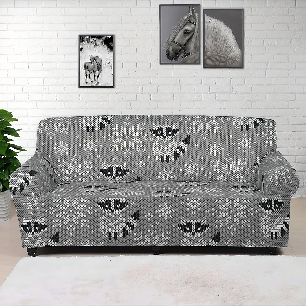 Knitted Raccoon Pattern Print Sofa Cover