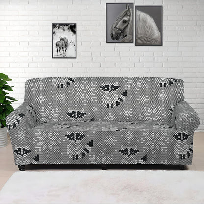 Knitted Raccoon Pattern Print Sofa Cover