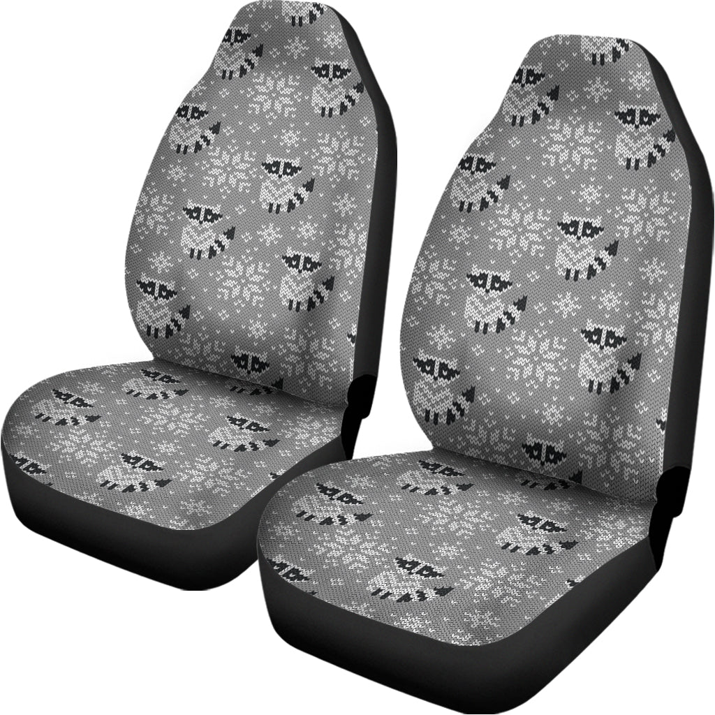 Knitted Raccoon Pattern Print Universal Fit Car Seat Covers