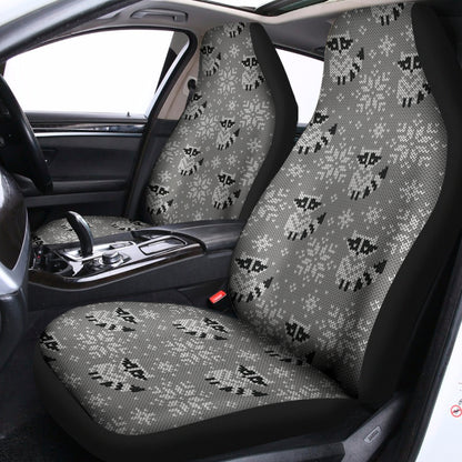 Knitted Raccoon Pattern Print Universal Fit Car Seat Covers