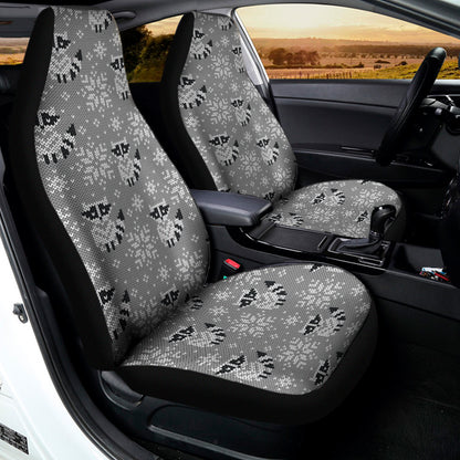 Knitted Raccoon Pattern Print Universal Fit Car Seat Covers