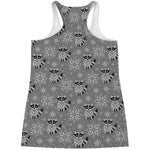 Knitted Raccoon Pattern Print Women's Racerback Tank Top