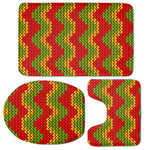 Knitted Reggae Pattern Print 3 Piece Bath Mat Set