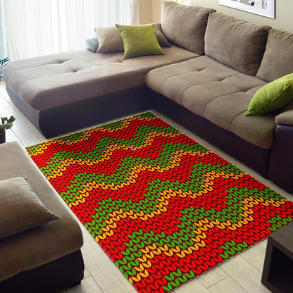 Knitted Reggae Pattern Print Area Rug GearFrost