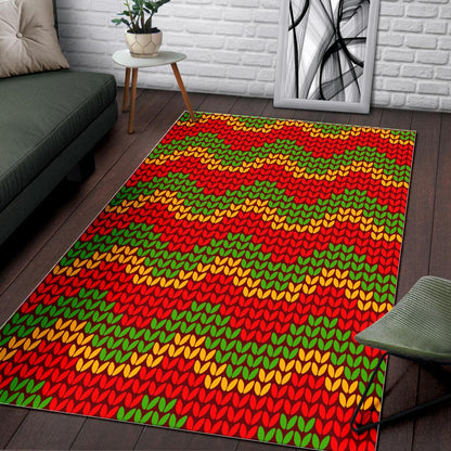 Knitted Reggae Pattern Print Area Rug GearFrost