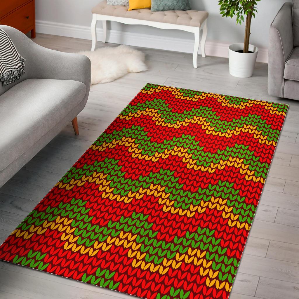 Knitted Reggae Pattern Print Area Rug GearFrost