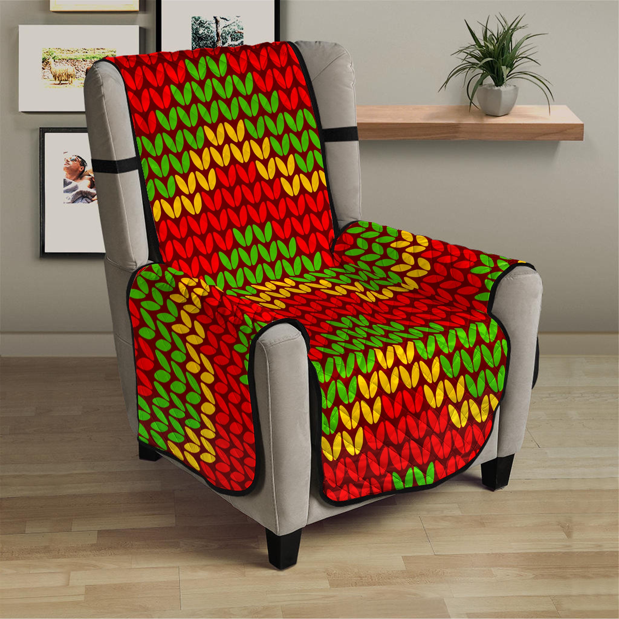 Knitted Reggae Pattern Print Armchair Protector