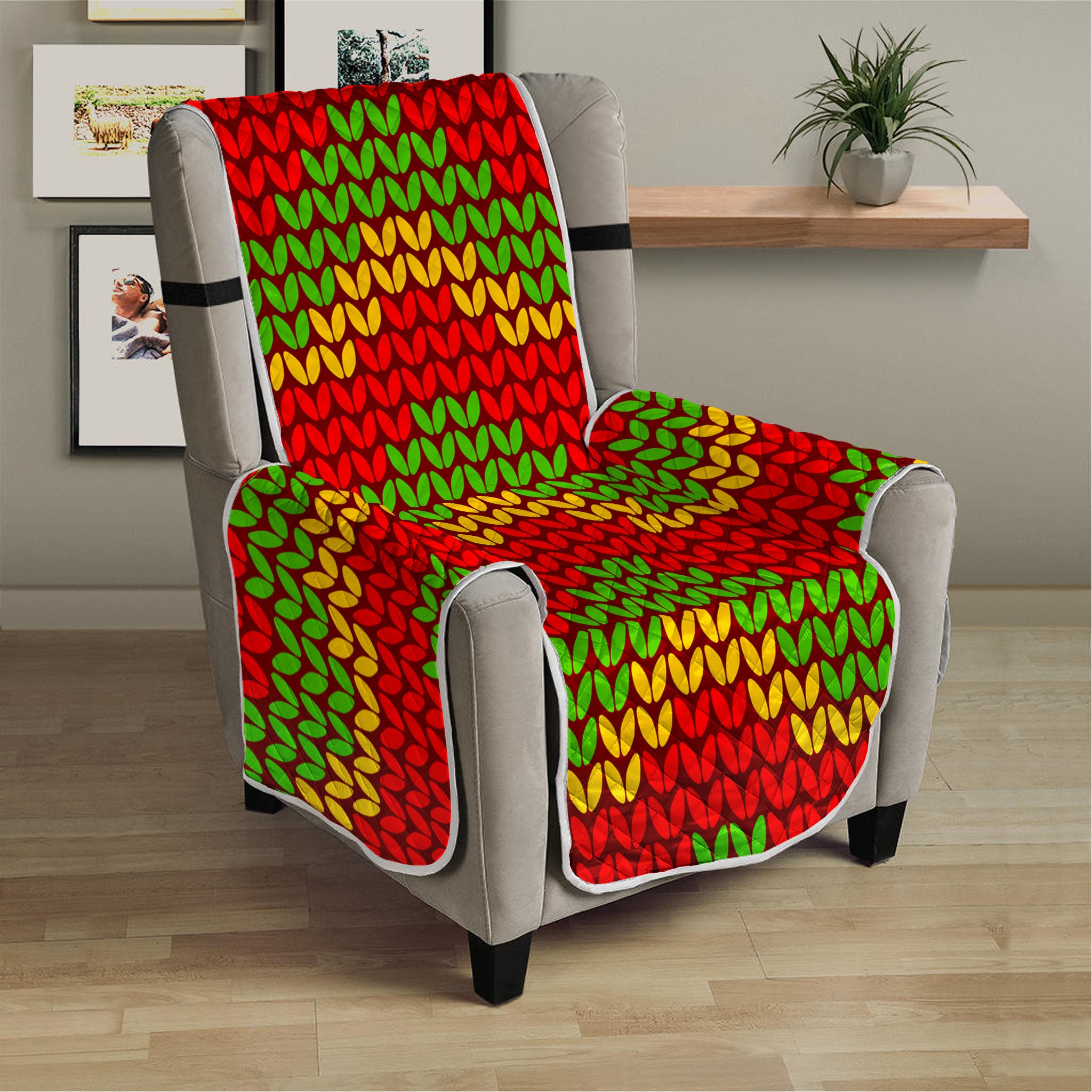 Knitted Reggae Pattern Print Armchair Protector