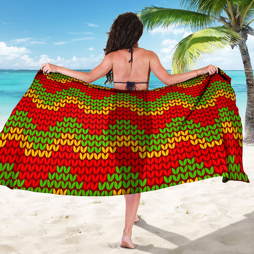 Knitted Reggae Pattern Print Beach Sarong Wrap