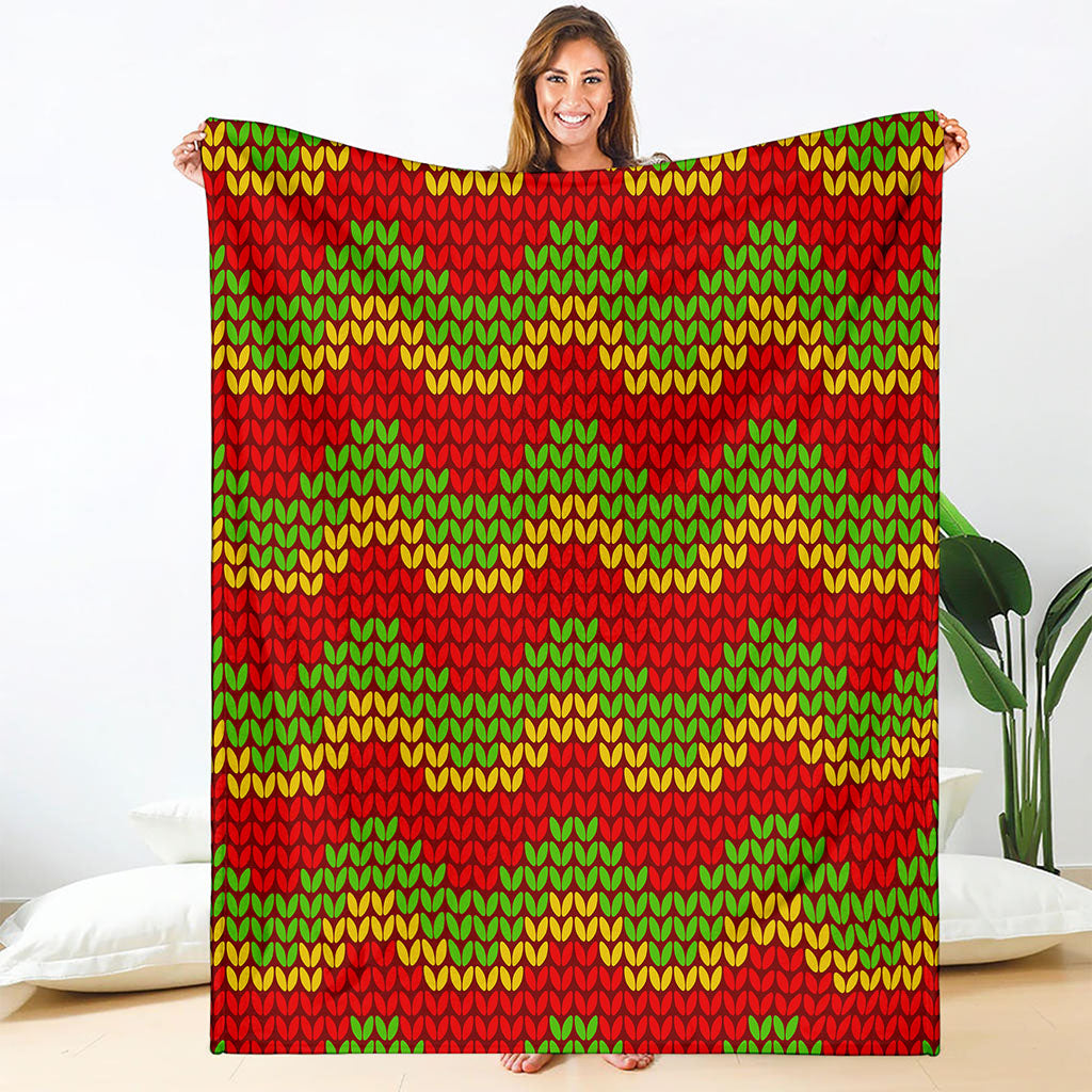 Knitted Reggae Pattern Print Blanket