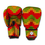 Knitted Reggae Pattern Print Boxing Gloves