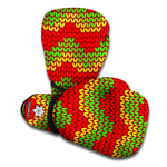 Knitted Reggae Pattern Print Boxing Gloves