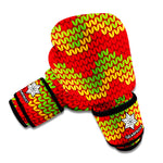 Knitted Reggae Pattern Print Boxing Gloves