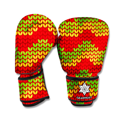 Knitted Reggae Pattern Print Boxing Gloves