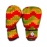 Knitted Reggae Pattern Print Boxing Gloves