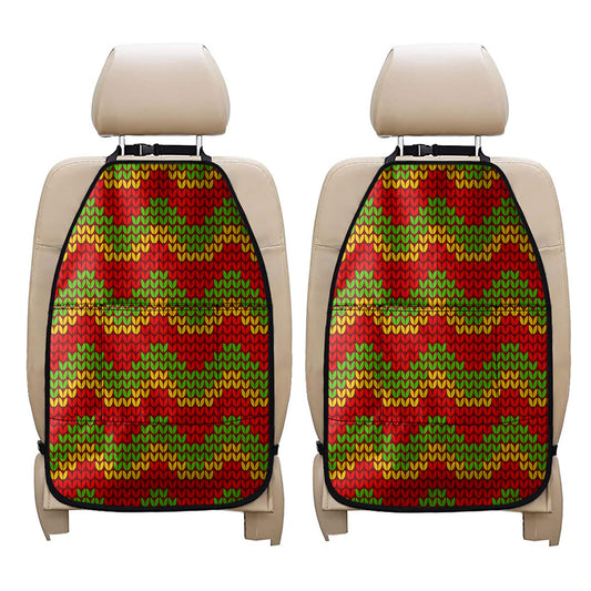 Knitted Reggae Pattern Print Car Seat Organizers