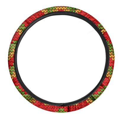 Knitted Reggae Pattern Print Car Steering Wheel Cover