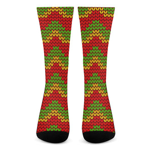 Knitted Reggae Pattern Print Crew Socks