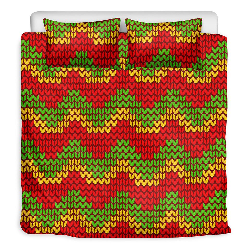 Knitted Reggae Pattern Print Duvet Cover Bedding Set