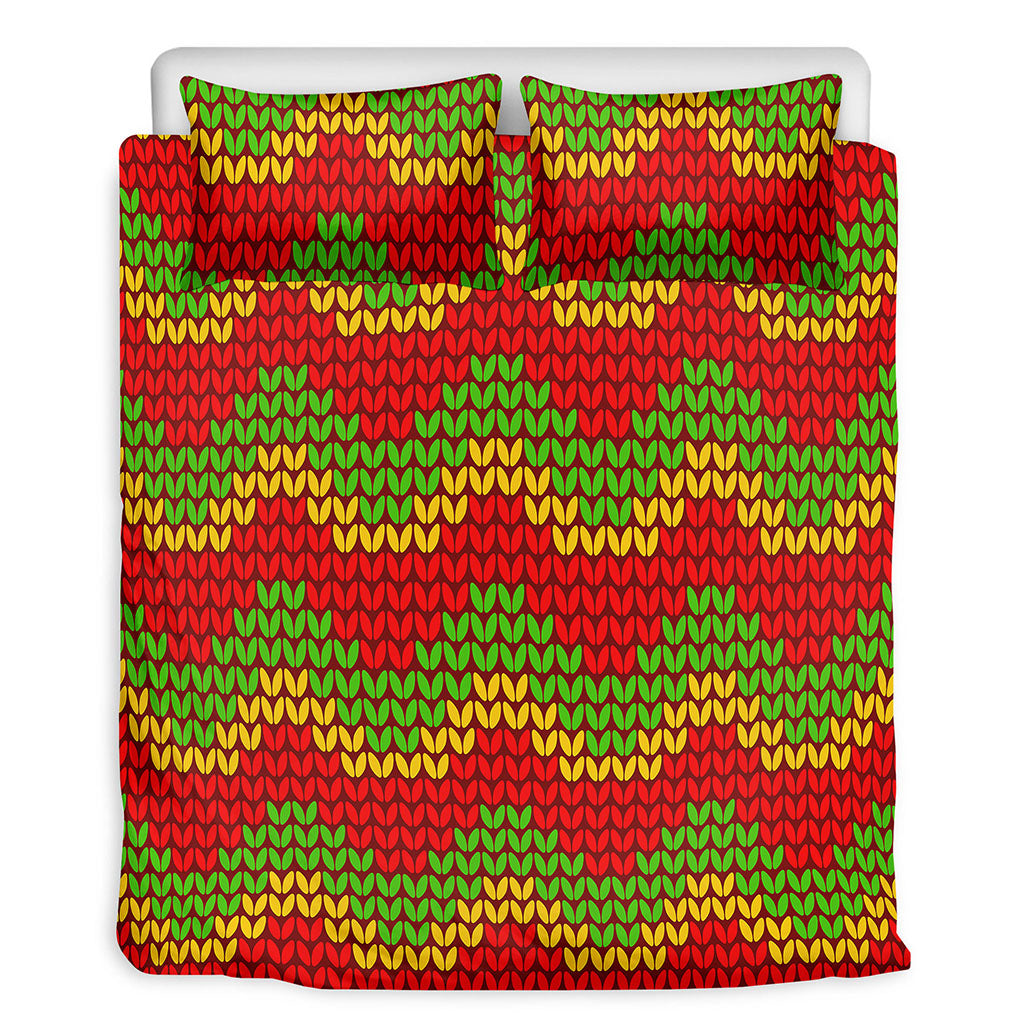 Knitted Reggae Pattern Print Duvet Cover Bedding Set
