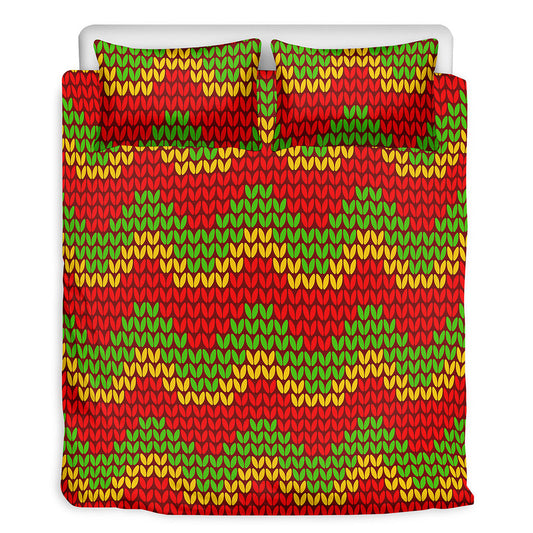 Knitted Reggae Pattern Print Duvet Cover Bedding Set