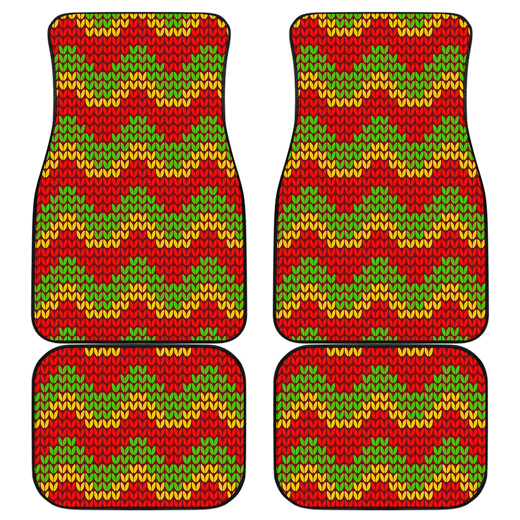 Knitted Reggae Pattern Print Front and Back Car Floor Mats