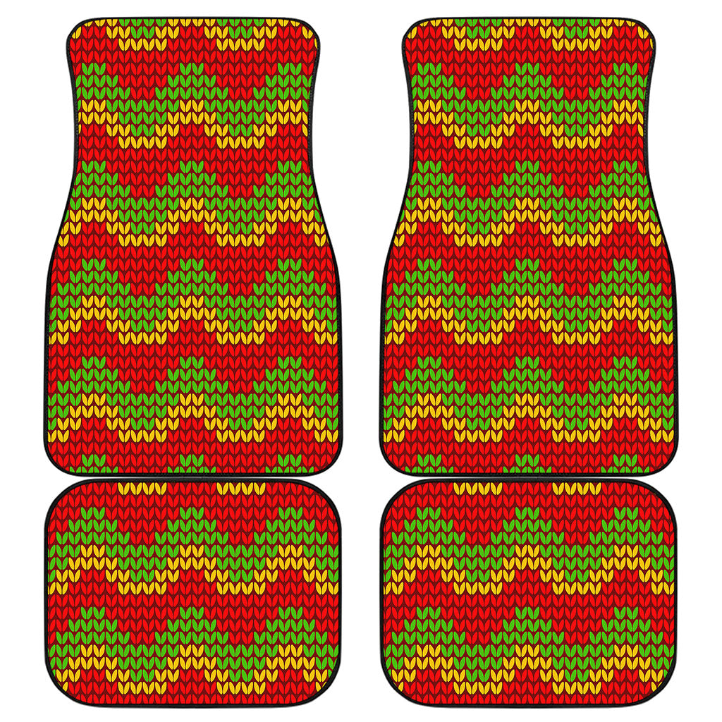 Knitted Reggae Pattern Print Front and Back Car Floor Mats