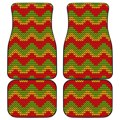 Knitted Reggae Pattern Print Front and Back Car Floor Mats