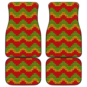 Knitted Reggae Pattern Print Front and Back Car Floor Mats