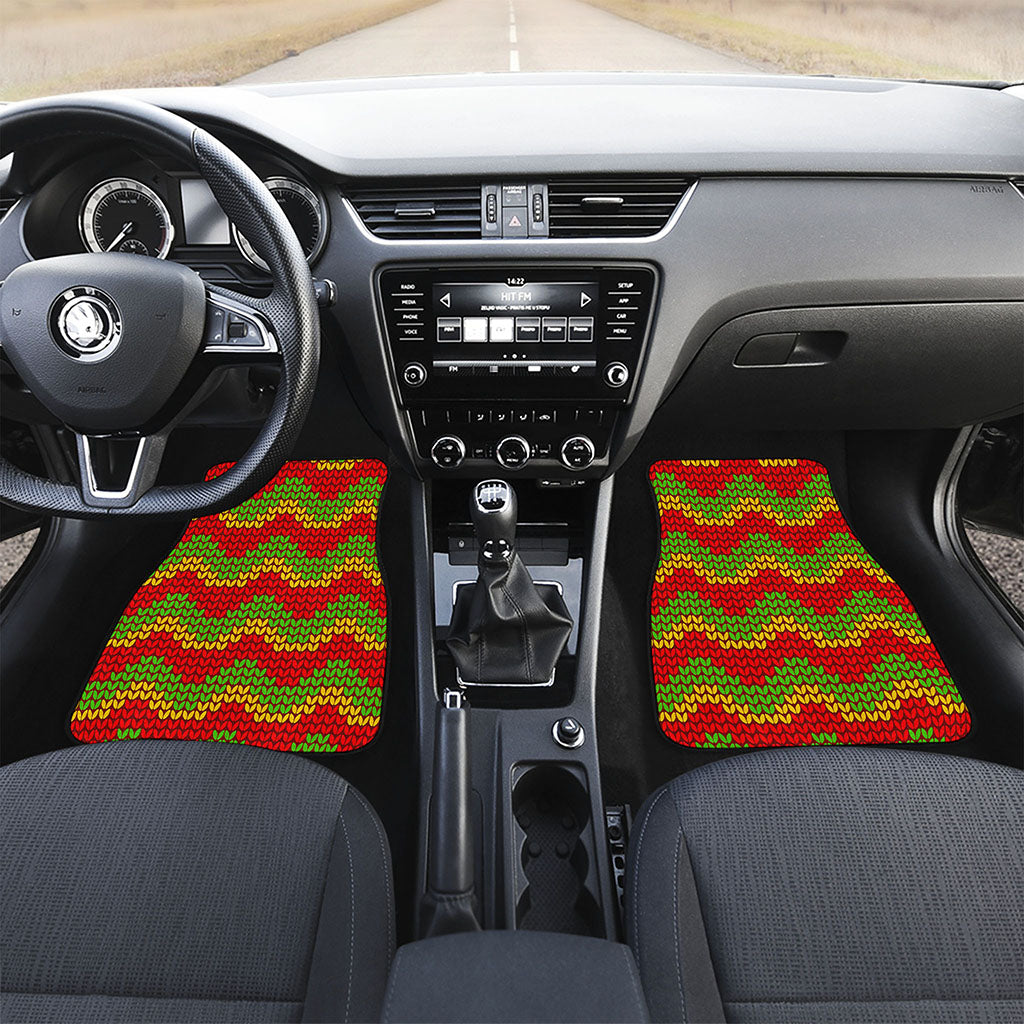 Knitted Reggae Pattern Print Front and Back Car Floor Mats