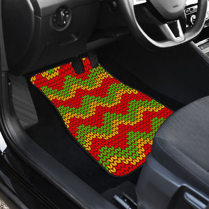 Knitted Reggae Pattern Print Front and Back Car Floor Mats